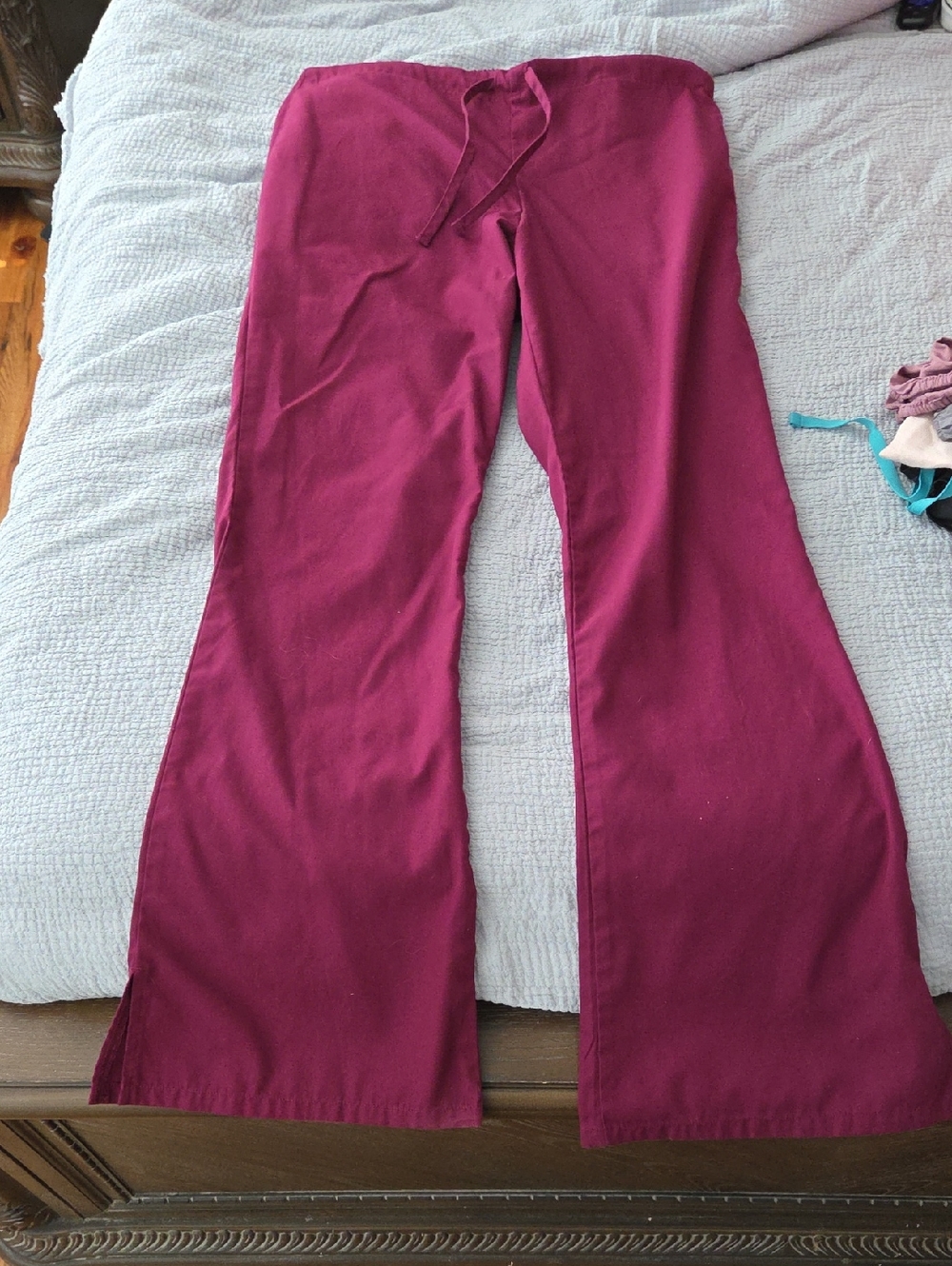 Deep Plum Casual Pants with Drawstring Waist